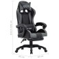 Gaming-Stuhl mit Fußstütze Grau und Schwarz Kunstleder Gaming-Stuhl mit Fußstütze Grau und Schwarz Kunstleder