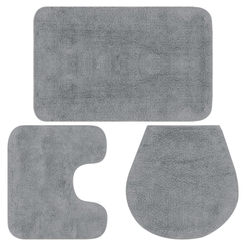 vidaXL Badematten-Set 3-tlg. Stoff Grau vidaXL Badematten-Set 3-tlg. Stoff Grau