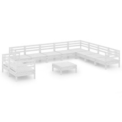 vidaXL 11-tlg. Garten-Lounge-Set Massivholz Kiefer Weiß