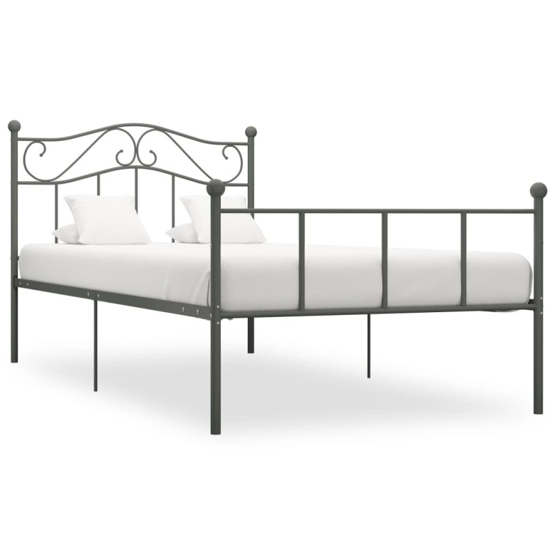 vidaXL Bettgestell Grau Metall 100 × 200 cm vidaXL Bettgestell Grau Metall 100 × 200 cm