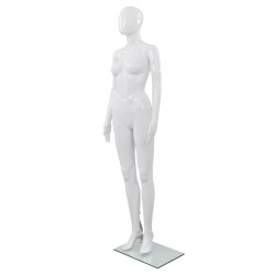 vidaXL Weibliche Schaufensterpuppe mit Glassockel Weiß 175 cm 