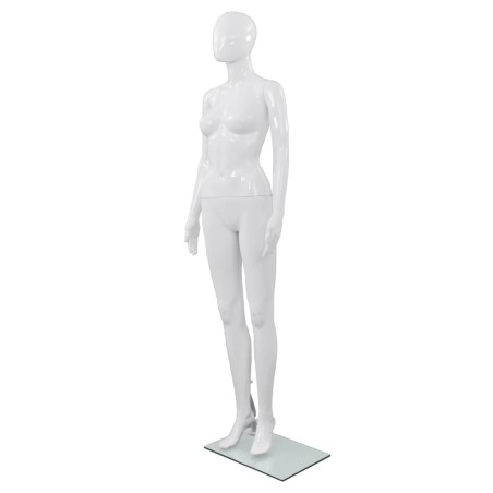 vidaXL Weibliche Schaufensterpuppe mit Glassockel Weiß 175 cm 