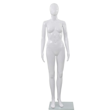 vidaXL Weibliche Schaufensterpuppe mit Glassockel Weiß 175 cm 