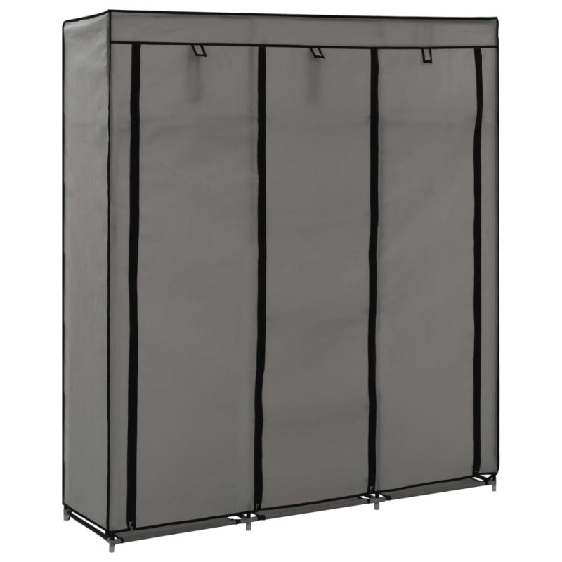 vidaXL Kleiderschrank mit Fächern und Stangen Grau 150x45x175cm Stoff vidaXL Kleiderschrank mit Fächern und Stangen Grau 150x45x175cm Stoff