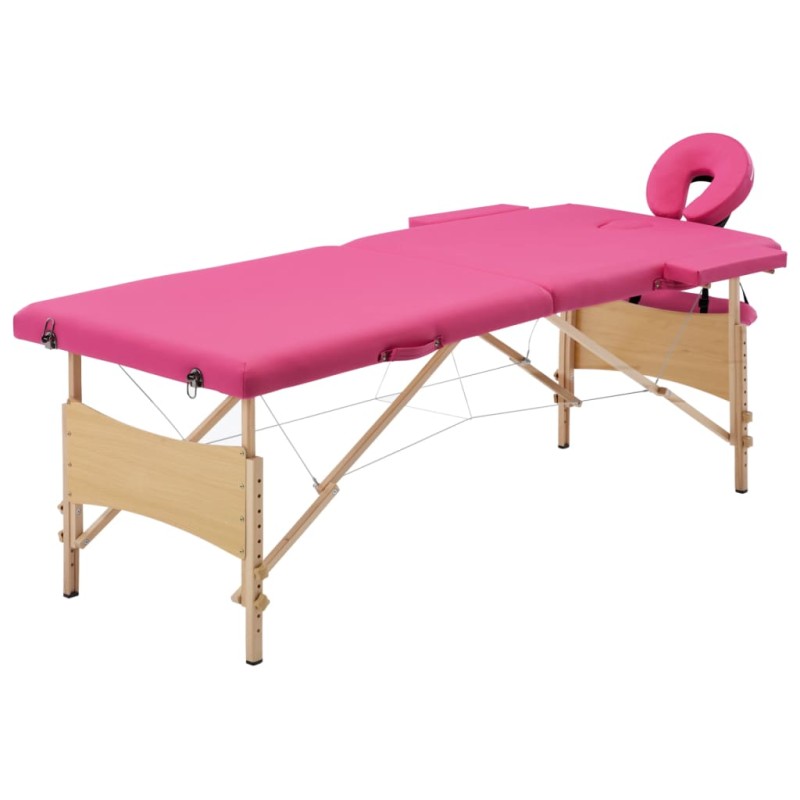 vidaXL Massageliege Klappbar 2-Zonen mit Holzgestell Rosa vidaXL Massageliege Klappbar 2-Zonen mit Holzgestell Rosa