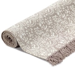 vidaXL Kelim-Teppich Baumwolle 120x180 cm mit Muster Taupe