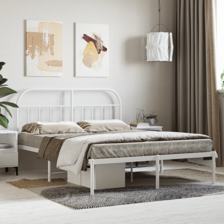 vidaXL Bettgestell mit Kopfteil Metall Weiß 140x200 cm