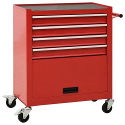 vidaXL Werkzeugwagen mit 4 Schubladen Stahl Rot