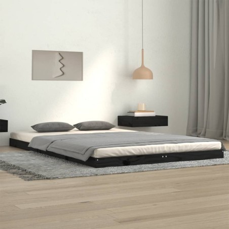 vidaXL Massivholzbett Schwarz 120x200 cm Kiefer