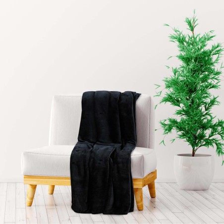 vidaXL Decke Schwarz 200x240 cm Polyester