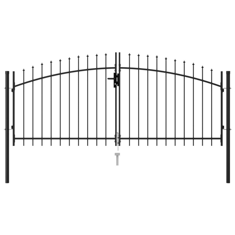 vidaXL Zauntor Doppelflügel mit Speerspitzen Stahl 3 x 1,25 m Schwarz vidaXL Zauntor Doppelflügel mit Speerspitzen Stahl 3 x 1,25 m Schwarz