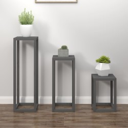 vidaXL 3-tlg. Pflanzenständer-Set Grau Massivholz Kiefer