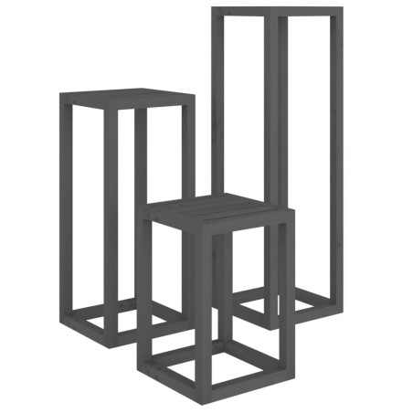 vidaXL 3-tlg. Pflanzenständer-Set Grau Massivholz Kiefer