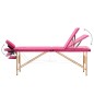 vidaXL Massageliege Klappbar 3-Zonen mit Holzgestell Rosa vidaXL Massageliege Klappbar 3-Zonen mit Holzgestell Rosa