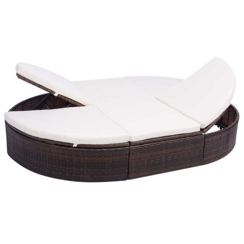 Outdoor-Loungebett mit Kissen Poly Rattan Braun Outdoor-Loungebett mit Kissen Poly Rattan Braun