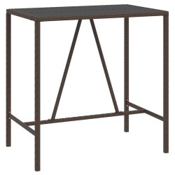 vidaXL Bartisch mit Glasplatte Braun 110x70x110 cm Poly Rattan