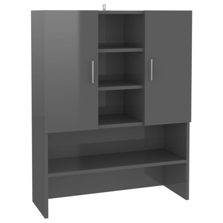 vidaXL Waschmaschinenschrank Hochglanz-Grau 70,5x25,5x90 cm