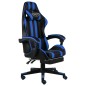 Gaming-Stuhl mit Fußstütze Schwarz und Blau Kunstleder Gaming-Stuhl mit Fußstütze Schwarz und Blau Kunstleder