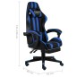 Gaming-Stuhl mit Fußstütze Schwarz und Blau Kunstleder Gaming-Stuhl mit Fußstütze Schwarz und Blau Kunstleder