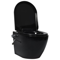vidaXL Wand-WC ohne Spülrand mit Bidet-Funktion Keramik Schwarz