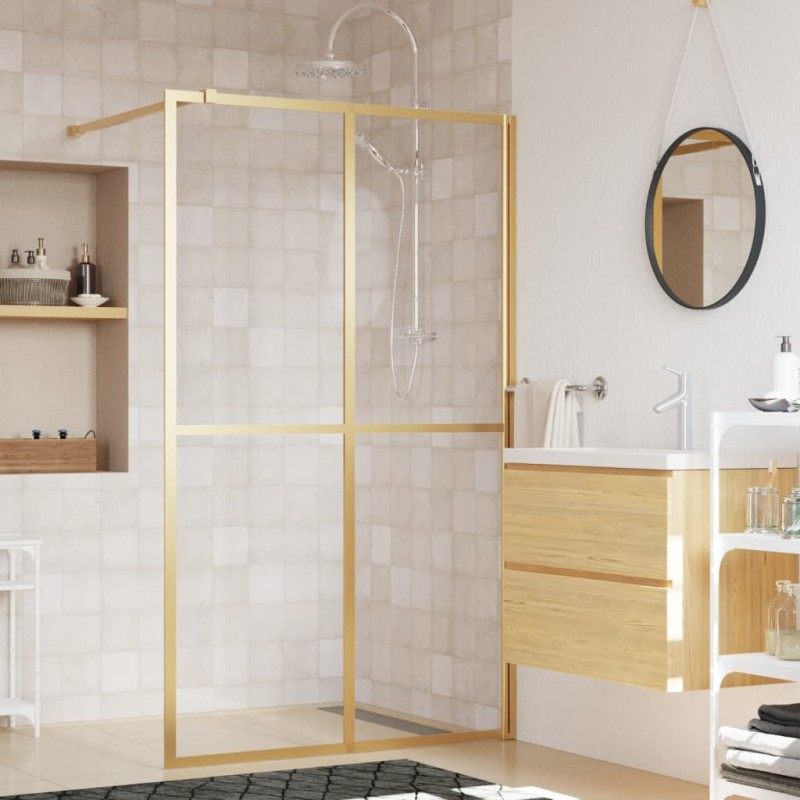 vidaXL Duschwand für Begehbare Dusche ESG Klarglas Golden 118x195cm vidaXL Duschwand für Begehbare Dusche ESG Klarglas Golden 118x195cm