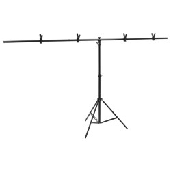 vidaXL Hintergrundständer T-Form Schwarz 201x60x(70-200) cm