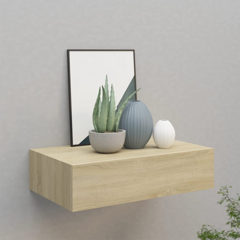 vidaXL Wandregal mit Schublade Eichen-Optik 40x23,5x10 cm MDF vidaXL Wandregal mit Schublade Eichen-Optik 40x23,5x10 cm MDF