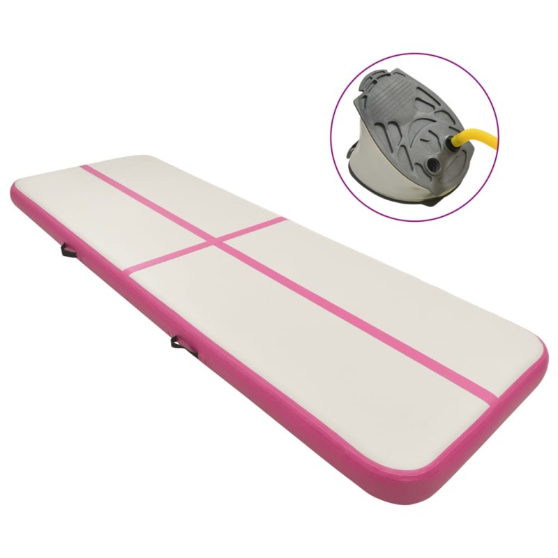vidaXL Aufblasbare Gymnastikmatte mit Pumpe 400x100x20 cm PVC Rosa vidaXL Aufblasbare Gymnastikmatte mit Pumpe 400x100x20 cm PVC Rosa