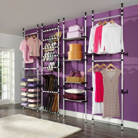vidaXL Teleskop-Garderobe mit Regalen Aluminium 