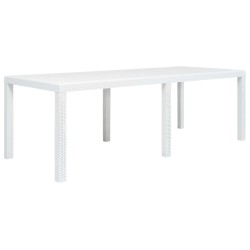 vidaXL Gartentisch Weiß 220 x 90 x 72 cm Kunststoff Rattan-Optik