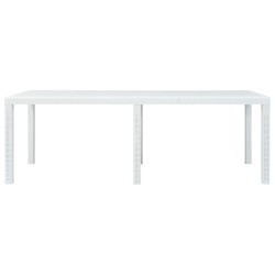 vidaXL Gartentisch Weiß 220 x 90 x 72 cm Kunststoff Rattan-Optik