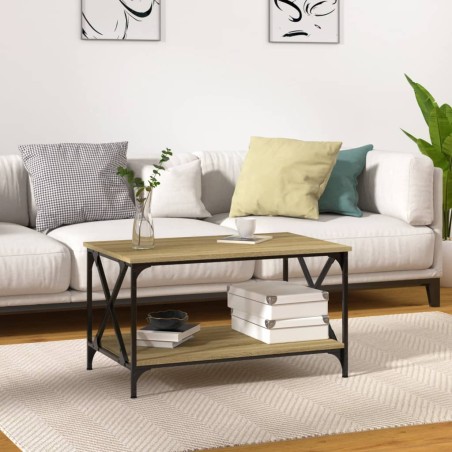 vidaXL Couchtisch Sonoma-Eiche 80x50x45 cm Holzwerkstoff und Eisen