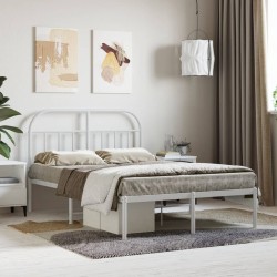 vidaXL Bettgestell mit Kopfteil Metall Weiß 120x190 cm
