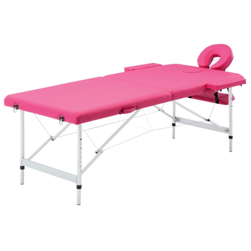 vidaXL Massageliege Klappbar 2-Zonen mit Aluminiumgestell Rosa vidaXL Massageliege Klappbar 2-Zonen mit Aluminiumgestell Rosa