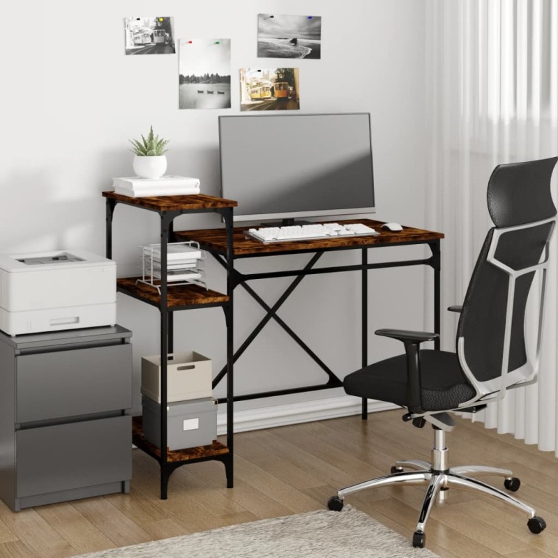 vidaXL Schreibtisch mit Regal Räuchereiche 105x50x90 cm Holzwerkstoff vidaXL Schreibtisch mit Regal Räuchereiche 105x50x90 cm Holzwerkstoff