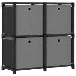 vidaXL Würfelregal mit 4 Boxen Schwarz 69x30x72,5 cm Stoff