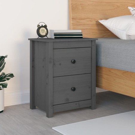 vidaXL Nachttisch Grau 50x35x61,5 cm Massivholz Kiefer