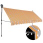 vidaXL Einziehbare Markise Handbetrieben mit LED 350 cm Gelb und Blau vidaXL Einziehbare Markise Handbetrieben mit LED 350 cm Gelb und Blau