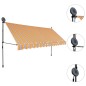 vidaXL Einziehbare Markise Handbetrieben mit LED 350 cm Gelb und Blau vidaXL Einziehbare Markise Handbetrieben mit LED 350 cm Gelb und Blau