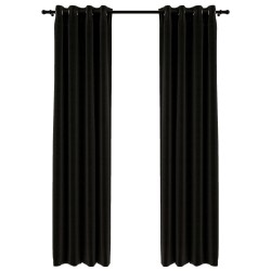 vidaXL Verdunkelungsvorhänge Leinenoptik 2 Stk. Anthrazit 140x245 cm