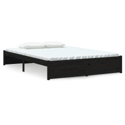 vidaXL Massivholzbett Schwarz 140x200 cm