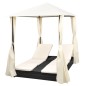 vidaXL Doppel-Sonnenliege mit Vorhang Poly Rattan Schwarz vidaXL Doppel-Sonnenliege mit Vorhang Poly Rattan Schwarz