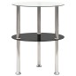 vidaXL Beistelltisch mit 2 Ablagen Transparent & Schwarz 38cm Hartglas vidaXL Beistelltisch mit 2 Ablagen Transparent & Schwarz 38cm Hartglas