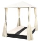 vidaXL Doppel-Sonnenliege mit Vorhang Poly Rattan Schwarz vidaXL Doppel-Sonnenliege mit Vorhang Poly Rattan Schwarz