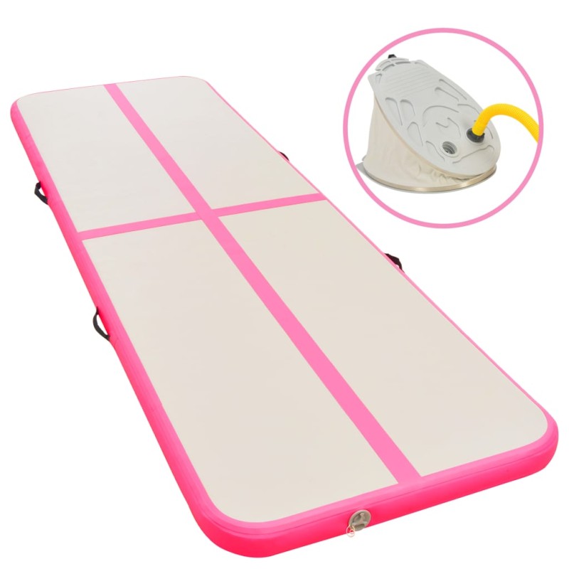 vidaXL Aufblasbare Gymnastikmatte mit Pumpe 600x100x10 cm PVC Rosa vidaXL Aufblasbare Gymnastikmatte mit Pumpe 600x100x10 cm PVC Rosa