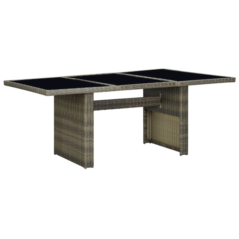 vidaXL Gartentisch Braun Poly Rattan und Hartglas vidaXL Gartentisch Braun Poly Rattan und Hartglas
