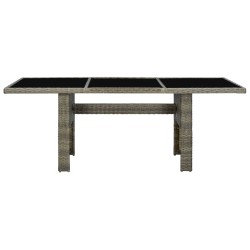 vidaXL Gartentisch Braun Poly Rattan und Hartglas