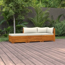 vidaXL 3-tlg. Garten-Lounge-Set mit Kissen Massivholz Akazie