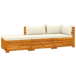 vidaXL 3-tlg. Garten-Lounge-Set mit Kissen Massivholz Akazie
