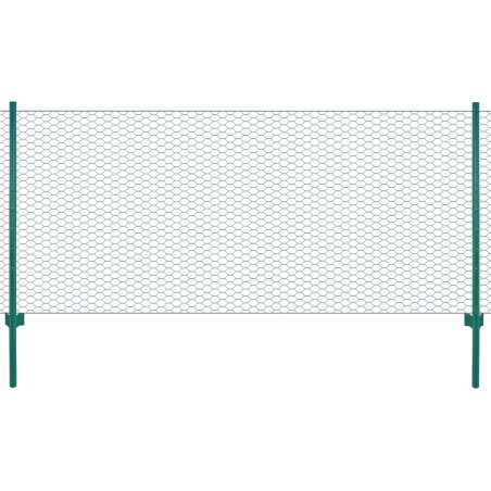 vidaXL Maschendrahtzaun mit Pfosten Stahl 25 x 0,75 m Grün